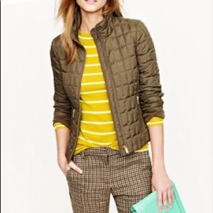 J. Crew Snowcap Quilted Jacket Olive